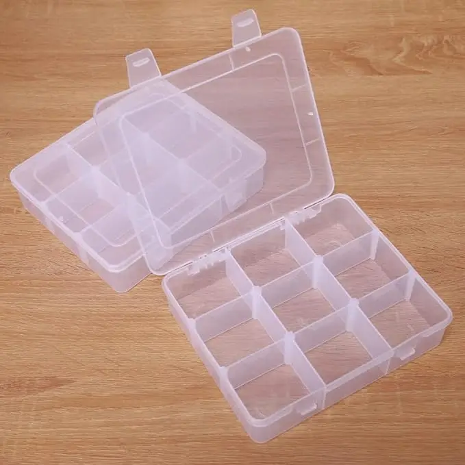 9 Grids Clear Organizer Box Big Plastic Storage Container with Adjustable Dividers for Beads Art DIY Crafts Jewelry Fishing