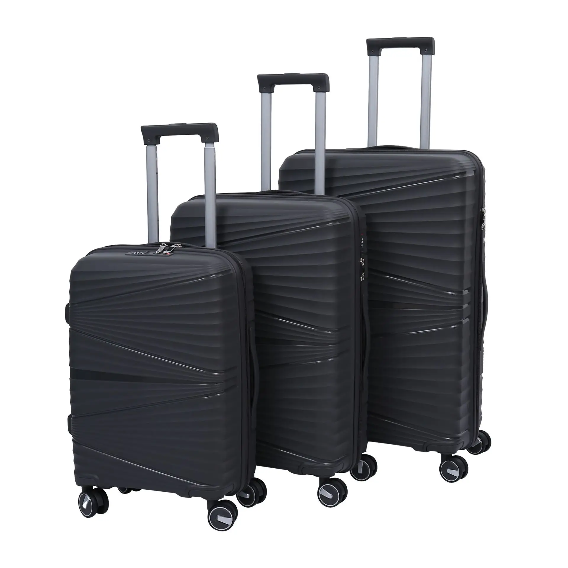 Fashionable Made in China high strong flexibility pp hard trolley luggage suitcase set
