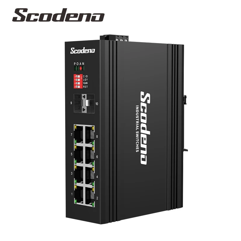 Scodeno 10 ports 2*1000Base-X  8*10/100/1000Base-T  POE  802.3af at Managed Industrial Ethernet Switch for security camera
