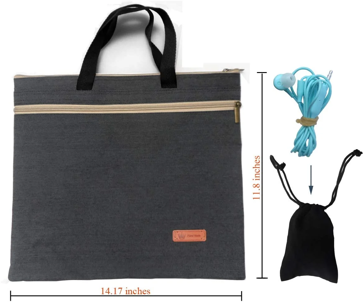 Gelory Paper Files Notebook Organizer Bag Waterproof Zipper Document Bag with Handle and Meeting Office Organizer Briefcase