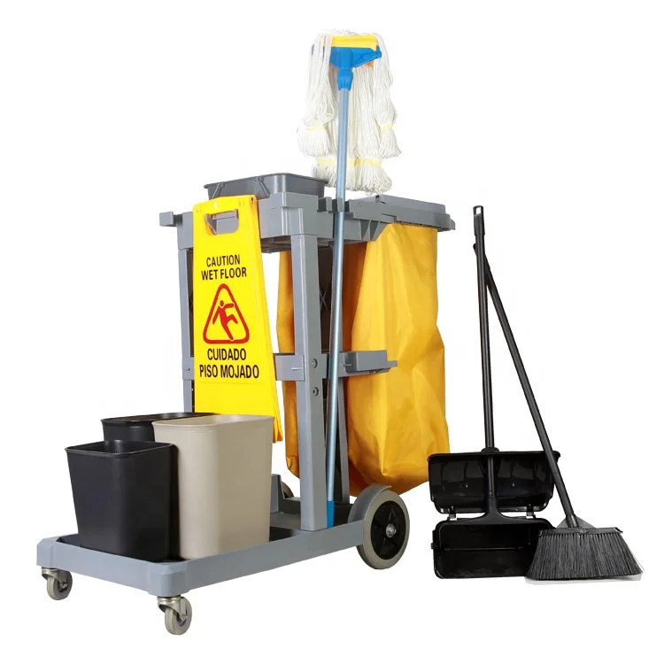 Heavy Duty Commercial Cleaning Carts Hotel Universal Cleaning Equipment Housekeeping Trolley
