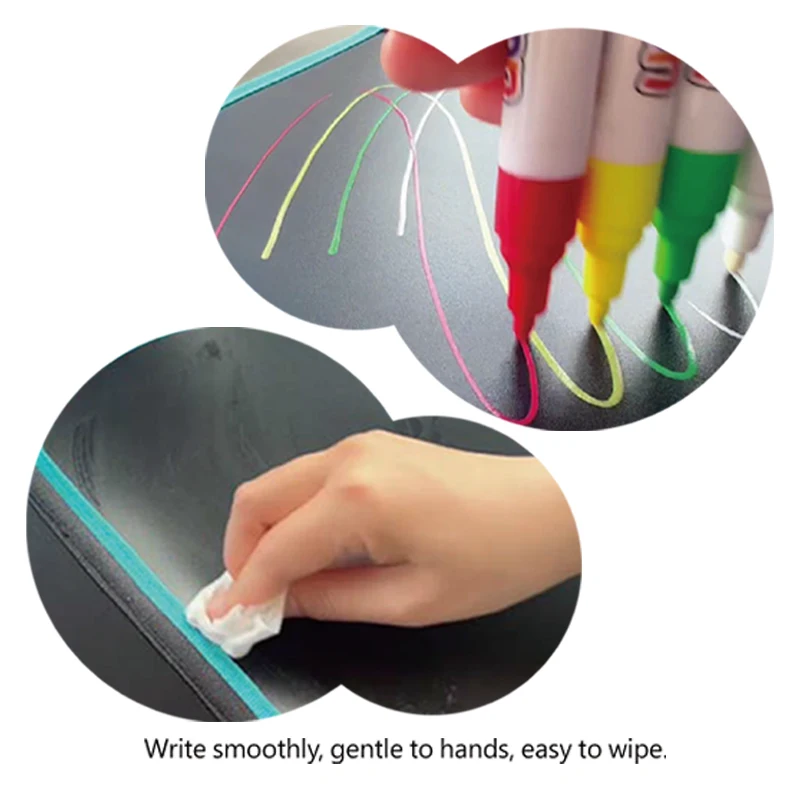 6 Color Liquid Chalk Marker Set Water-based Erasable Painting Toys for Kids Marking and Highlighting