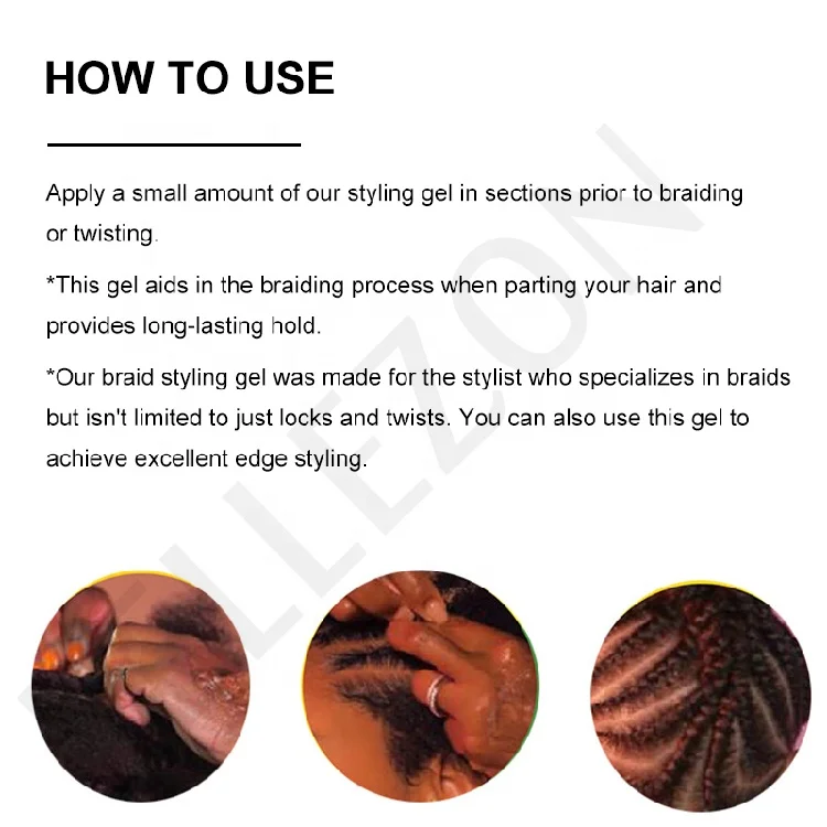 Factory Braiding Gel 250ml with Spoon box braids extreme hold for all day Shine  locs Private label Edge control Styling Gel