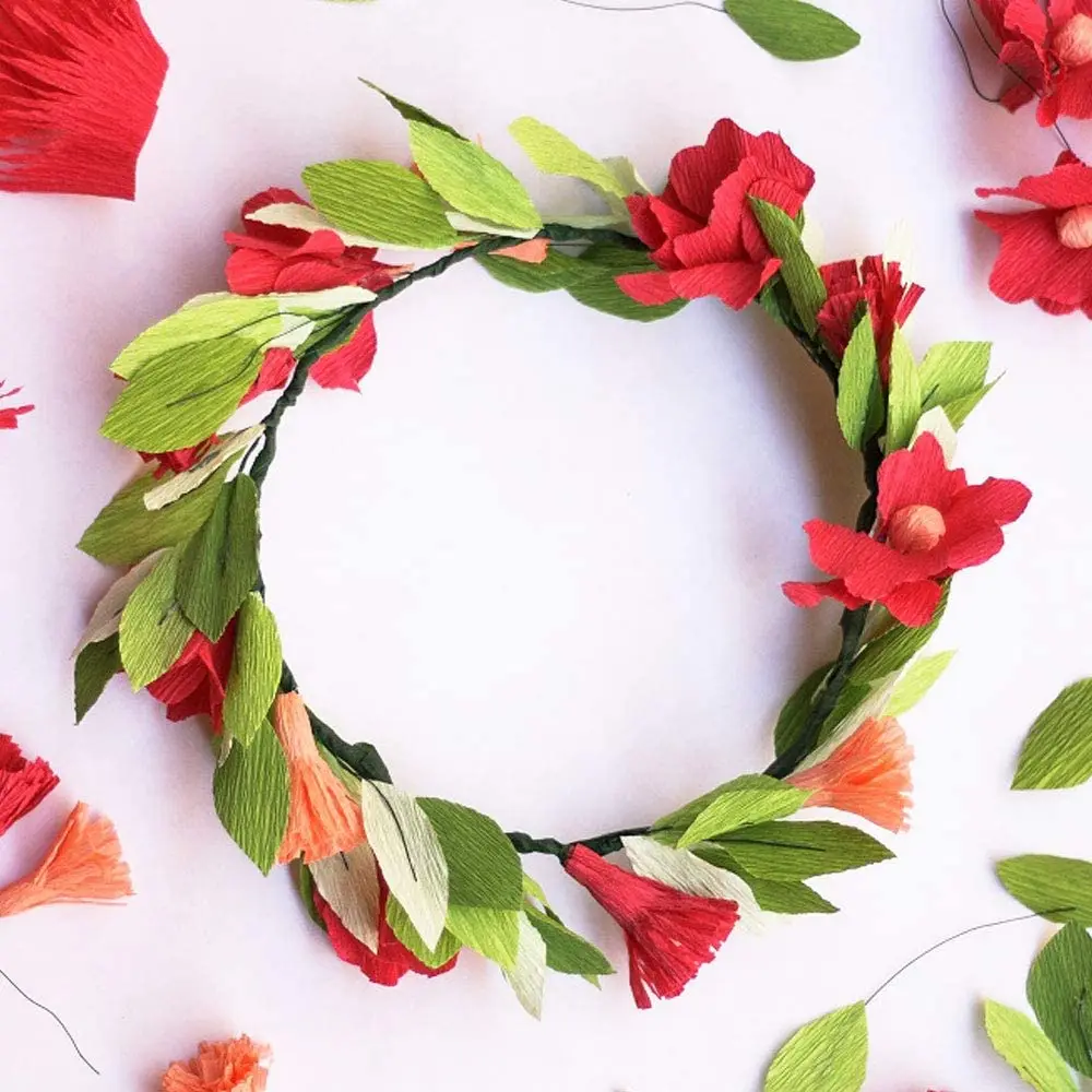 
wrapping colorful crepe paper roll 