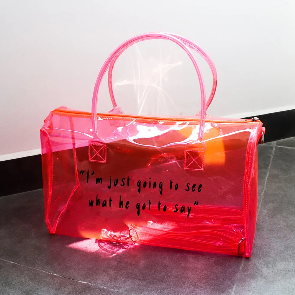 2022wholesale transparent spend the night bags weekend duffel large travel bag black PVC duffle bags