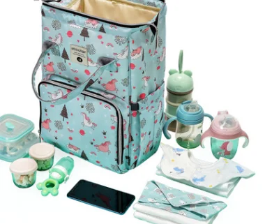 Multi-functional backpack for mothers and infants two shoulders large capacity waterproof diaper bag