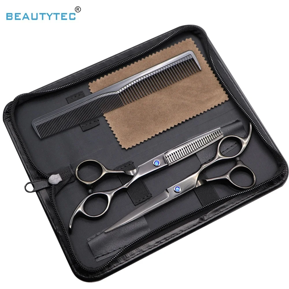 Black Salon Cutting Thinning Kit Professional Best Cheap Popular Shears Hair Barber Scissors Set