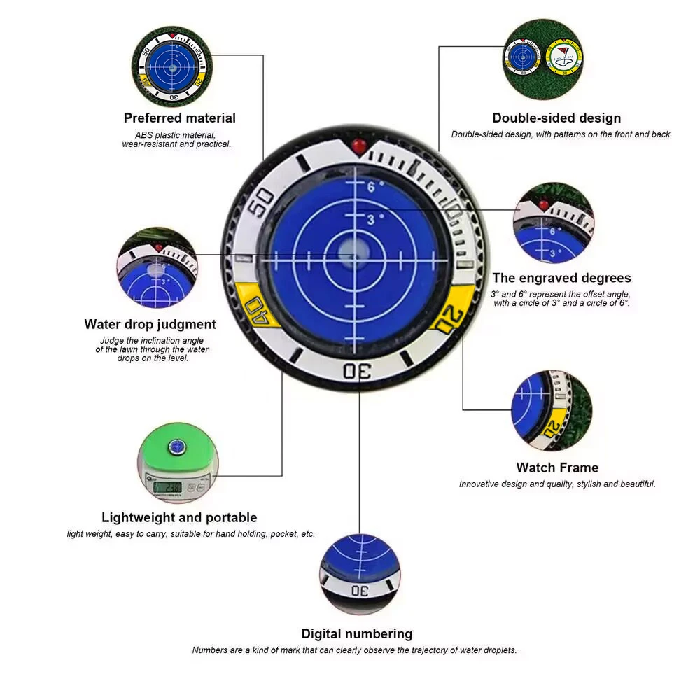 New Poker Chip Golf Putting Green Reading Aid Bubble Level Golf Products Golf Marker Hat Clip