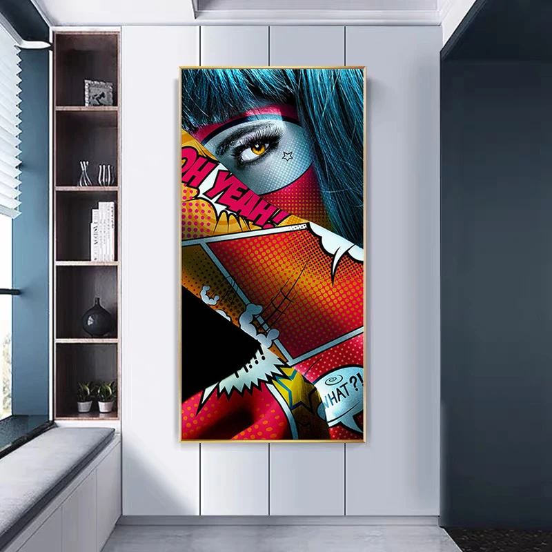 Graffiti Cool Girl with Colourful Tattoo Poster Prints Portrait Art Canvas Painting Wall Art Pictures for Living Room Home Decor