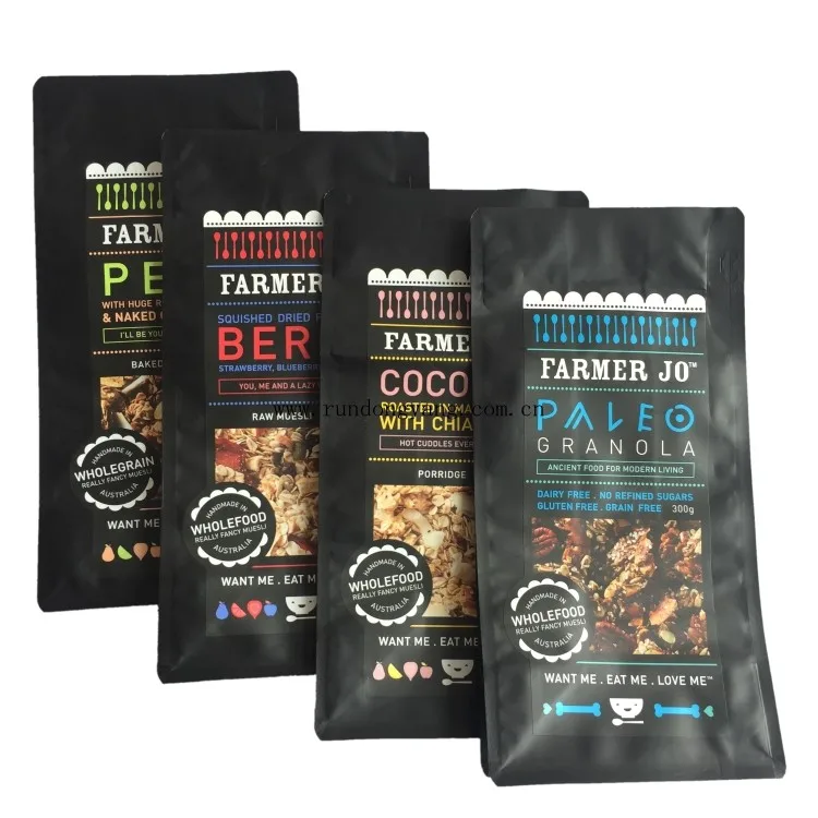Resealable Coffee Bags With Ziplock Degassing valve Zipper Stand Up Coffee Pouches With Side Gusset And Flat Bottom