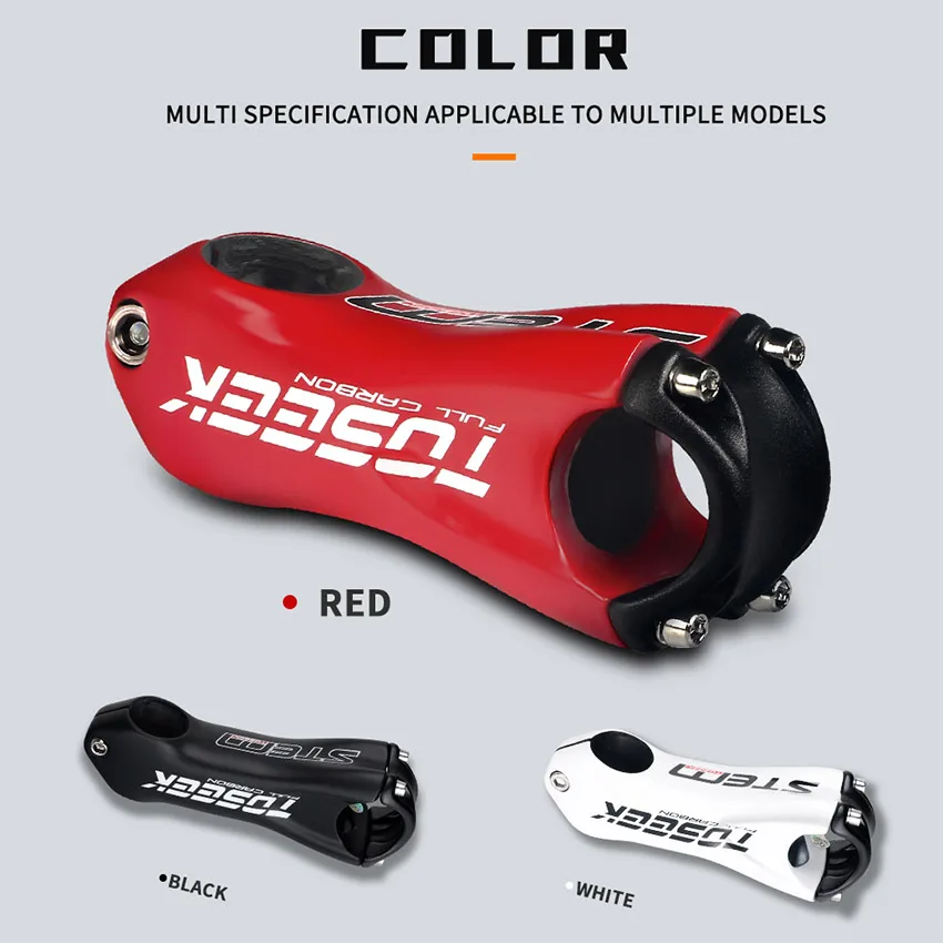 Original Production TOSEEK Red Black White 80/90/100/110mm 10 Degrees Carbon Stem Mtb Carbon Fiber Cycling Bike Stem Bike Parts