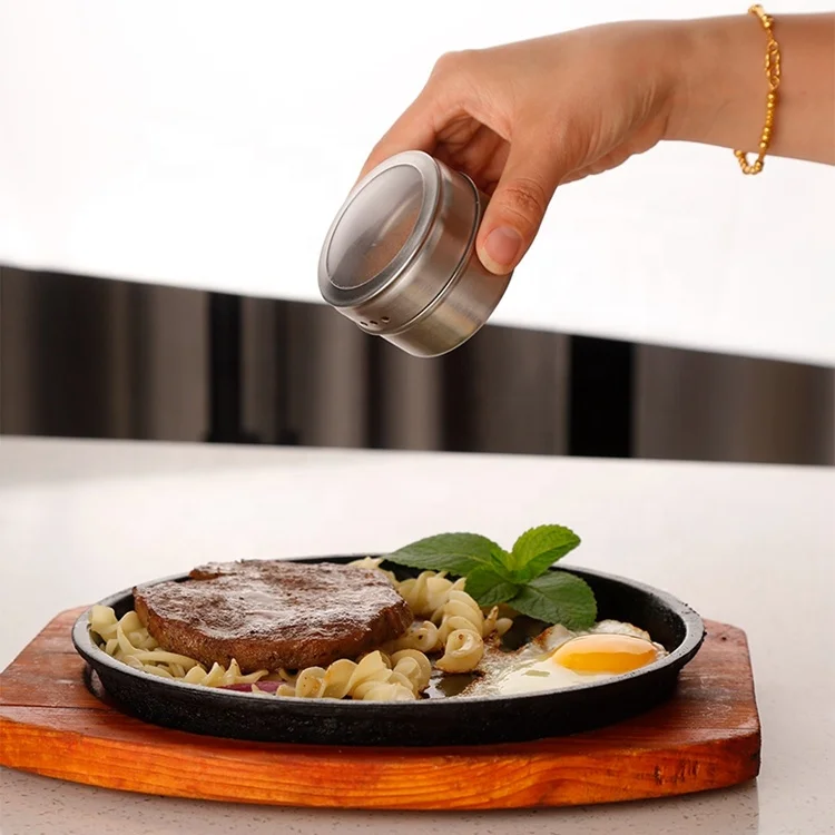 Металлический магнитный контейнер для специй, серебристый, Круглый, под заказ, оптом