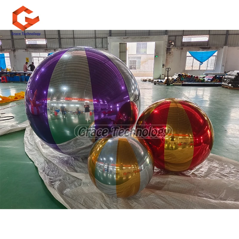 Coloful Inflatable Mirror Ball Custom Inflatable Disco Ball Party Event Decorative Inflatable Silver Sphere for Stage Hanging