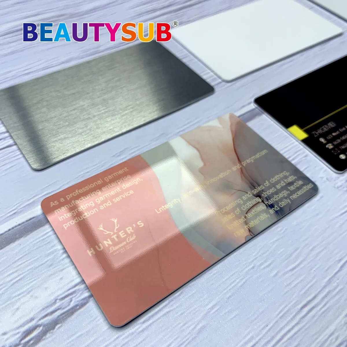 Double-sided LS-CN001D HD sublimation Aluminum Name card sublimatable metal name card gloss white blanks heat transfer printing