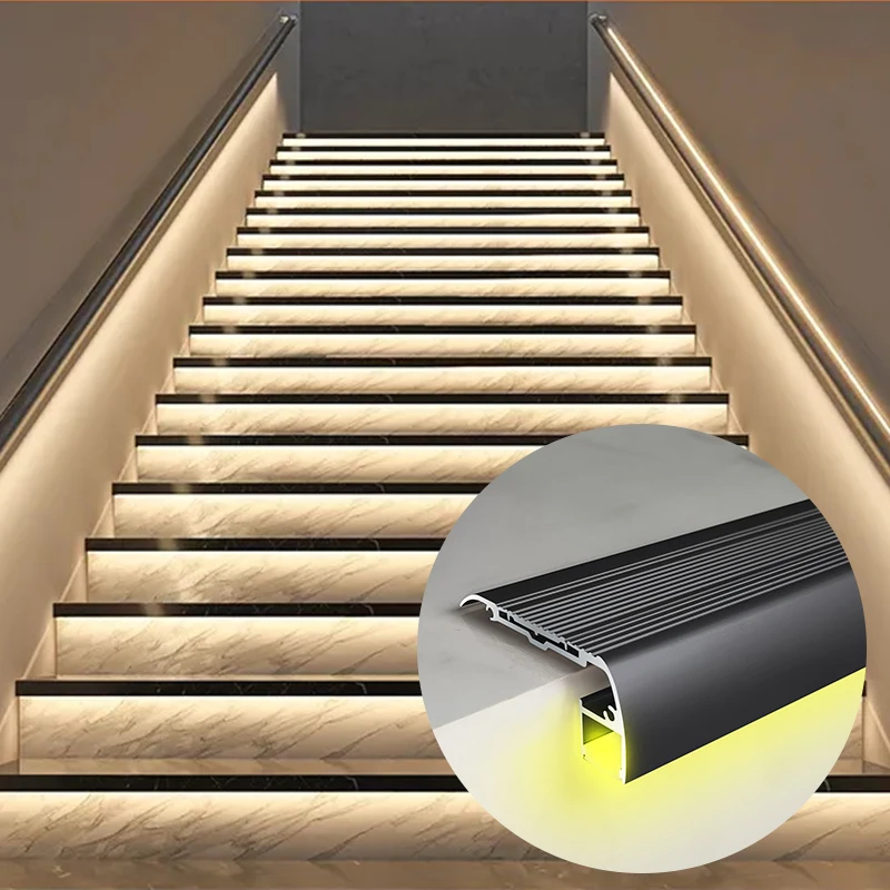 Led Tile Edging Stair Nosing Plastic Lighting Aluminum Stair Nosing With Rubber Insert