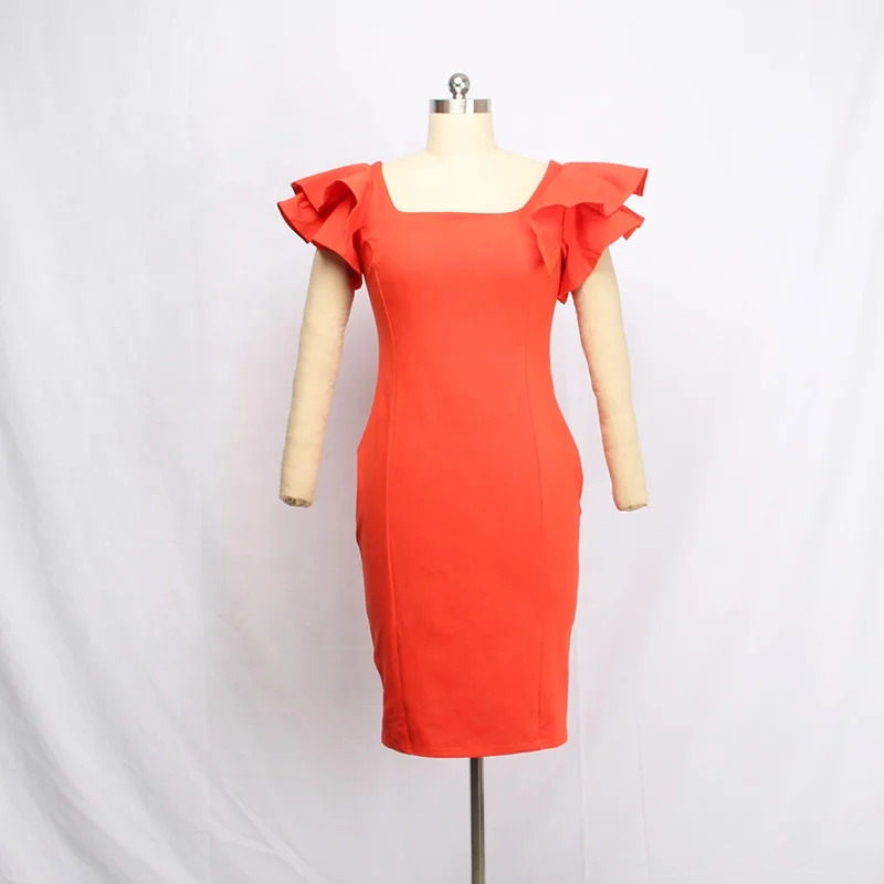 Vetement Femme Grande Taille Summer Casual Sexy Elegant A-Line Midi Ruffle Sleeve 4Xl Plus Big Size Dresses For Women