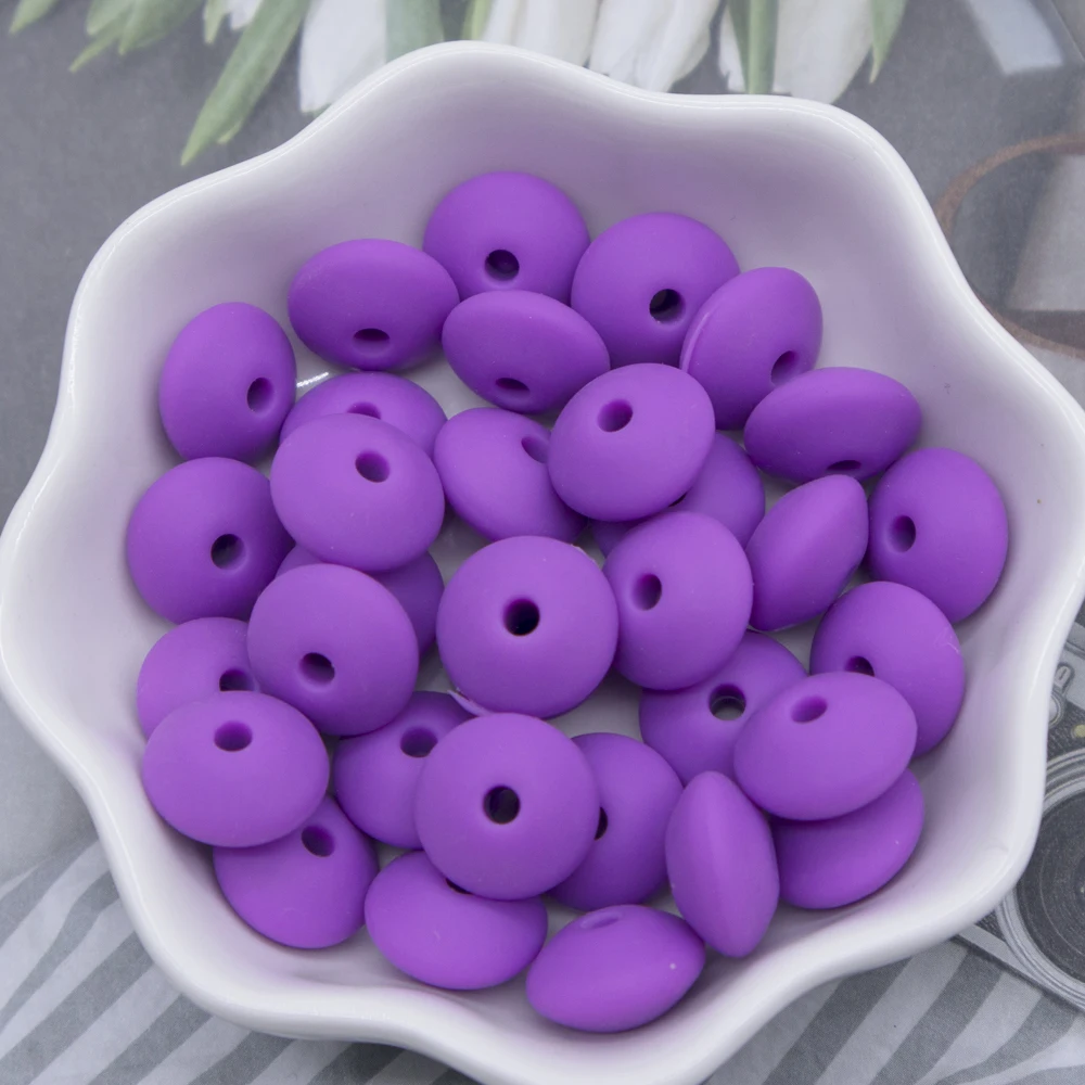
Food Grade Silicone chew Beads loose Baby Chew Abacus Lentil Beads for DIY teething necklace Wholesale 