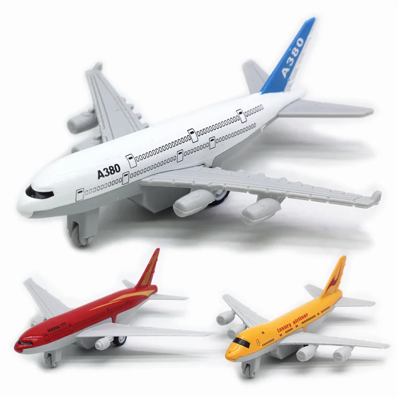 13.7cm Alloy Pull Back Die Cast Air Plane Boeing A380 777 C919 Passenger Aircraft Model