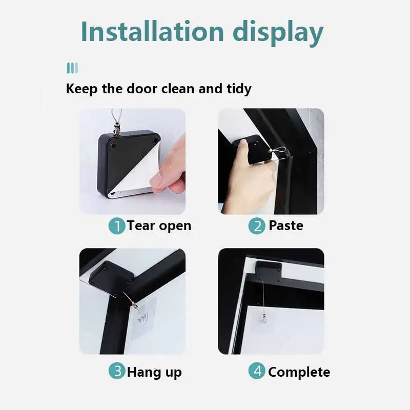 Door Buffer Mini Door Closing Adjustable Door Automatic Safety Closer with Steel Drawstring for Bedroom/Storm/Home