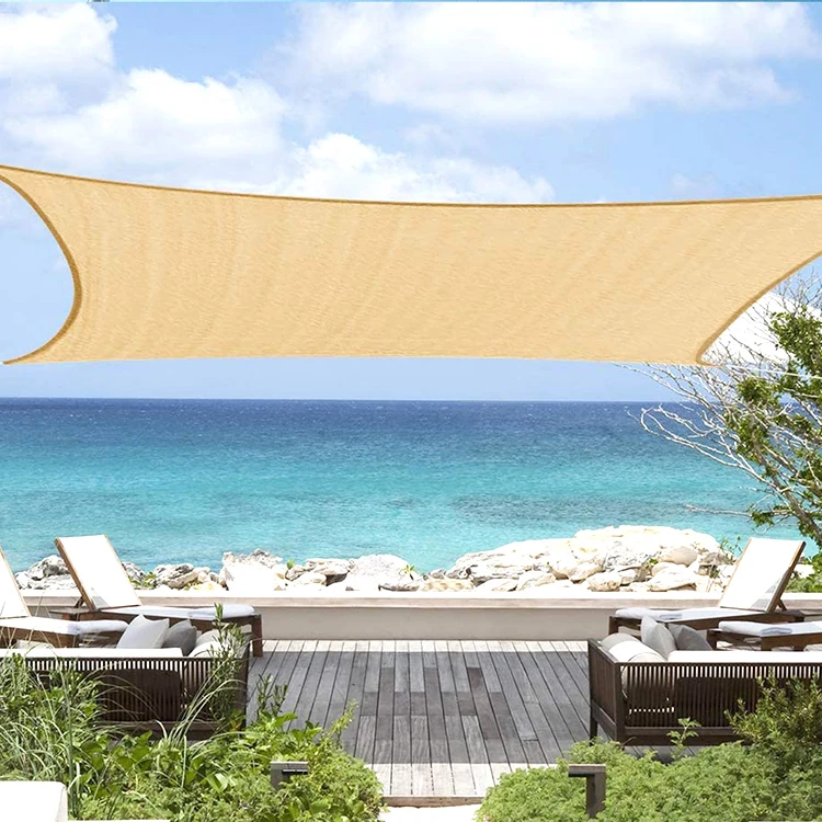 Outdoor Patio Pergola Cover Blockage 95% UV Resistant(Beige) Canopy HDPE Sun Shade Sail Rectangle