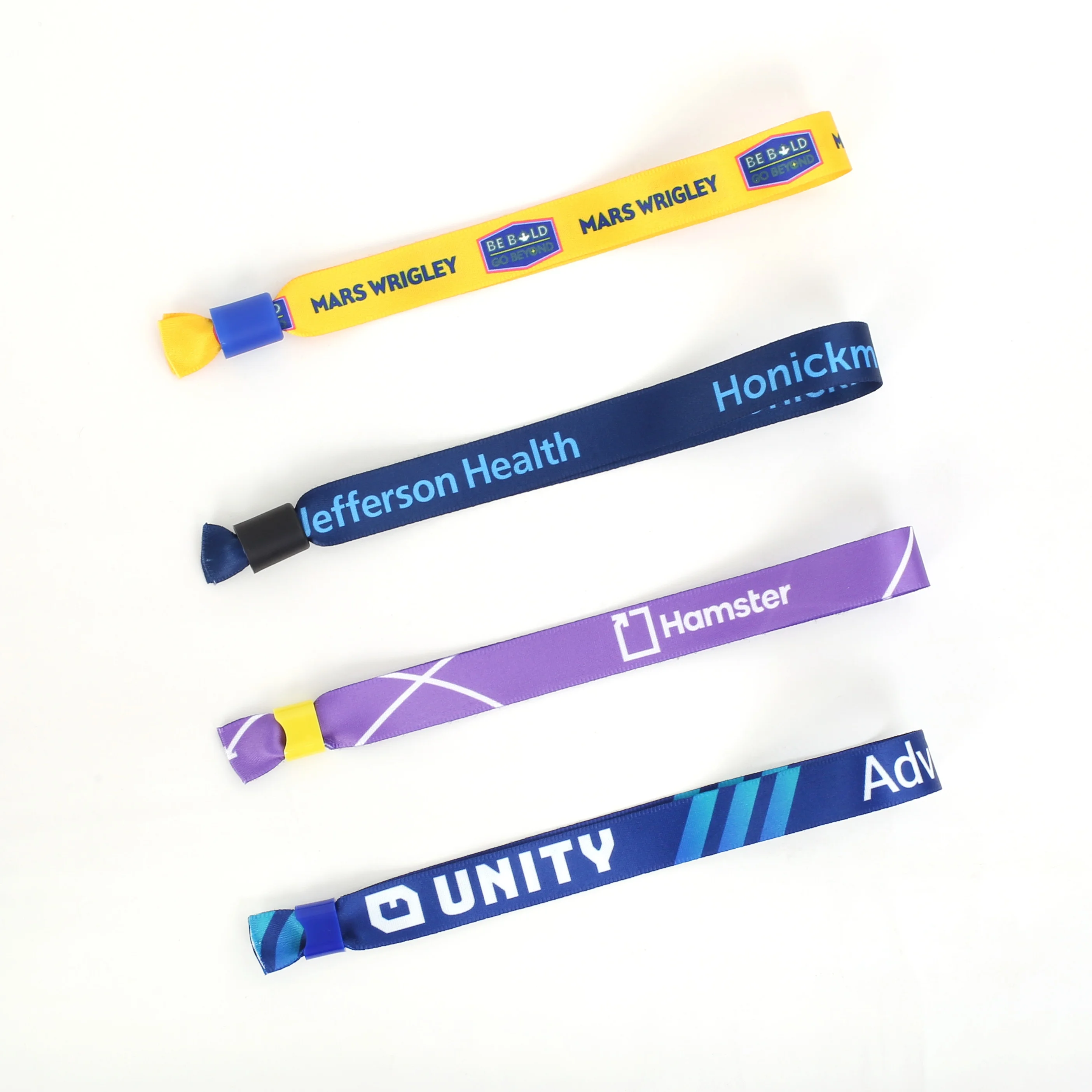 Eco Friendly RPET Adjustable Plastic Clip Event Party Bracelet Custom Festival Soft Fabric Woven Wristbands Bracelet