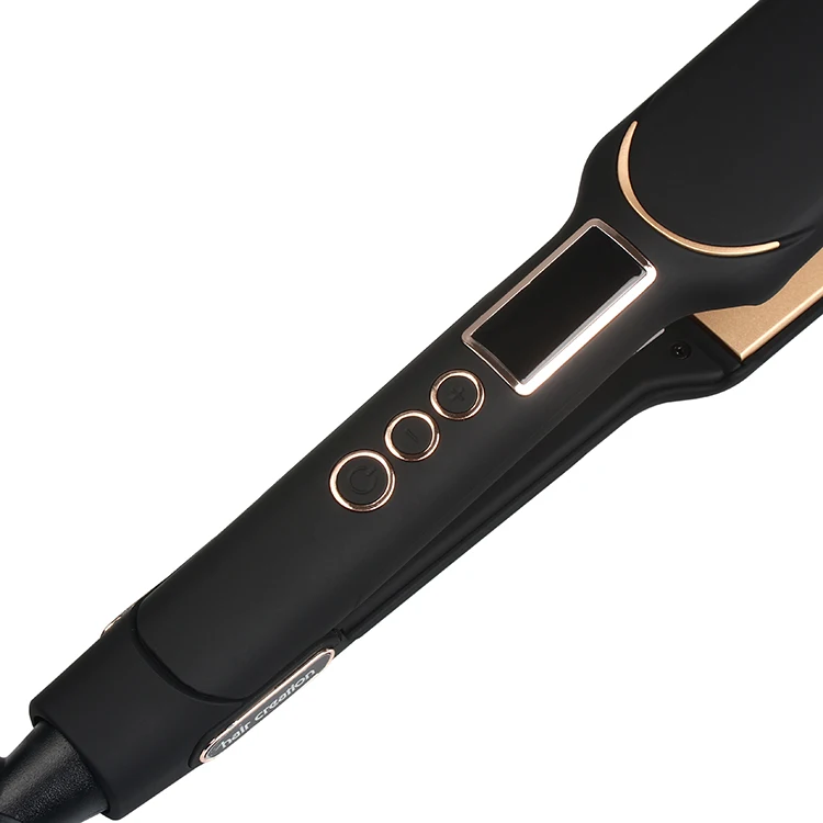 2023 г., очень широкий выпрямитель для волос с титановой пластиной и черной резиновой ручкой, с ЖК-дисплеем
