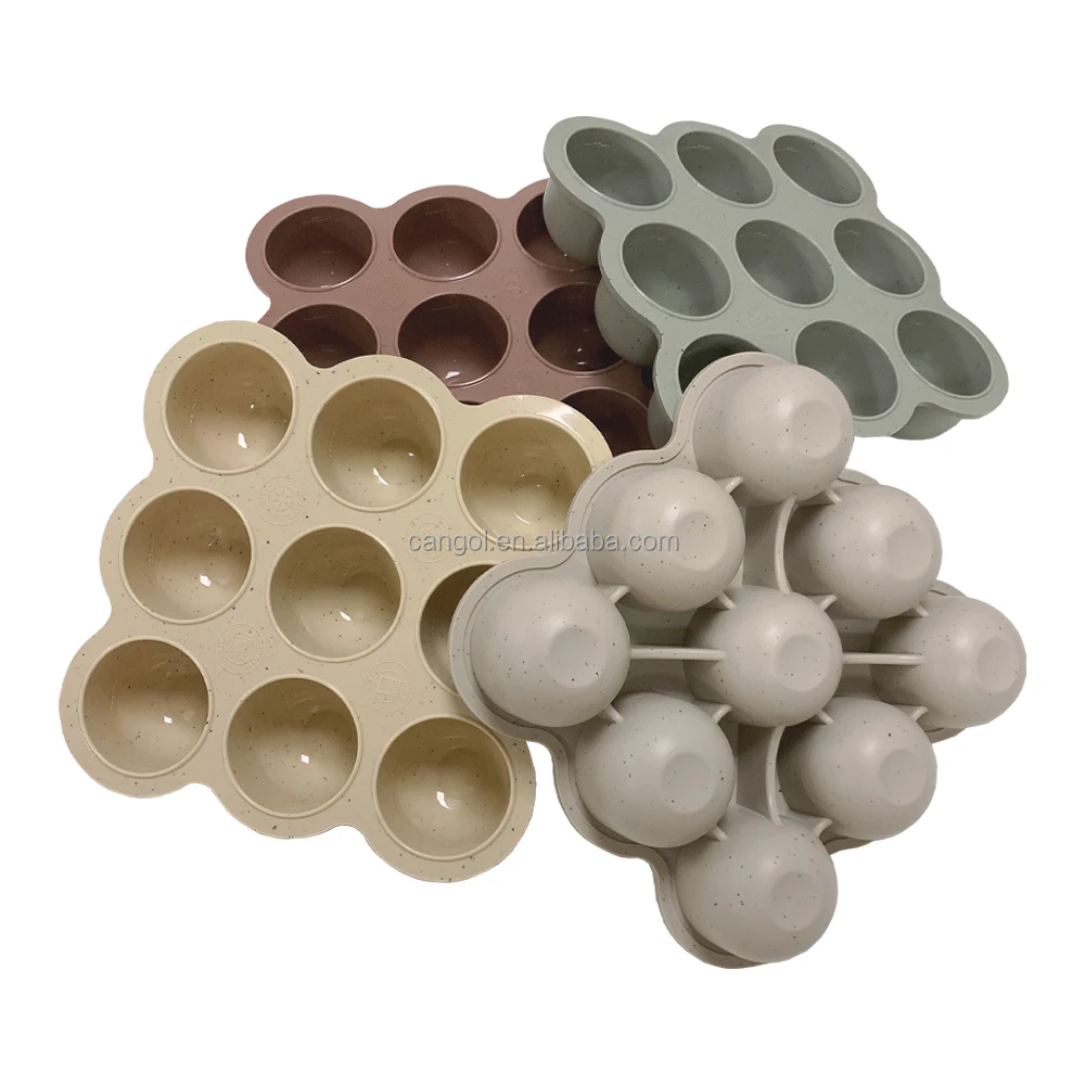 BPA Free Reusable 9 Cavity Hole Baby Food Storage Container Toddler Food Storage Baby Silicone Egg Bites Mold Food Freezer Tray