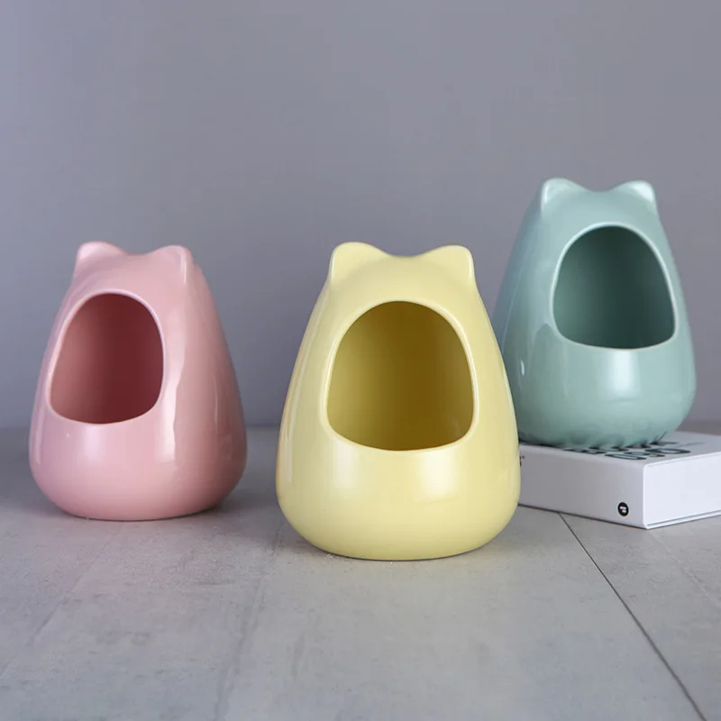 Wholesale New Ceramic Totoro Hamster Bed House Cooling Carton Summer Pet Small Bed House