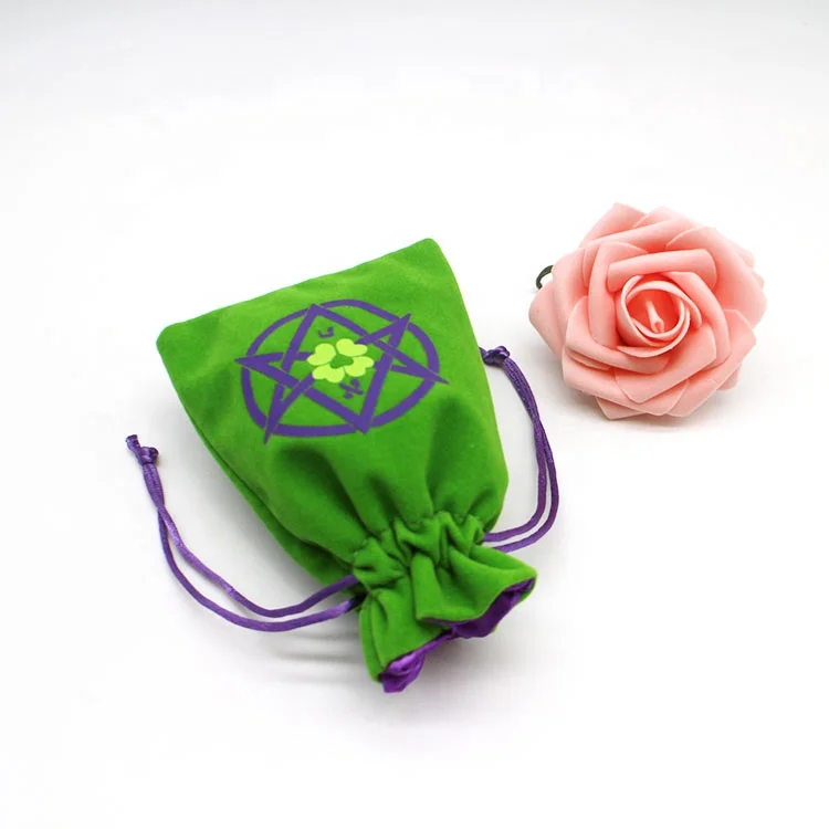 wholesale green velvet jewelry pouch with custom logo printing gifts jewelry packaging bags small