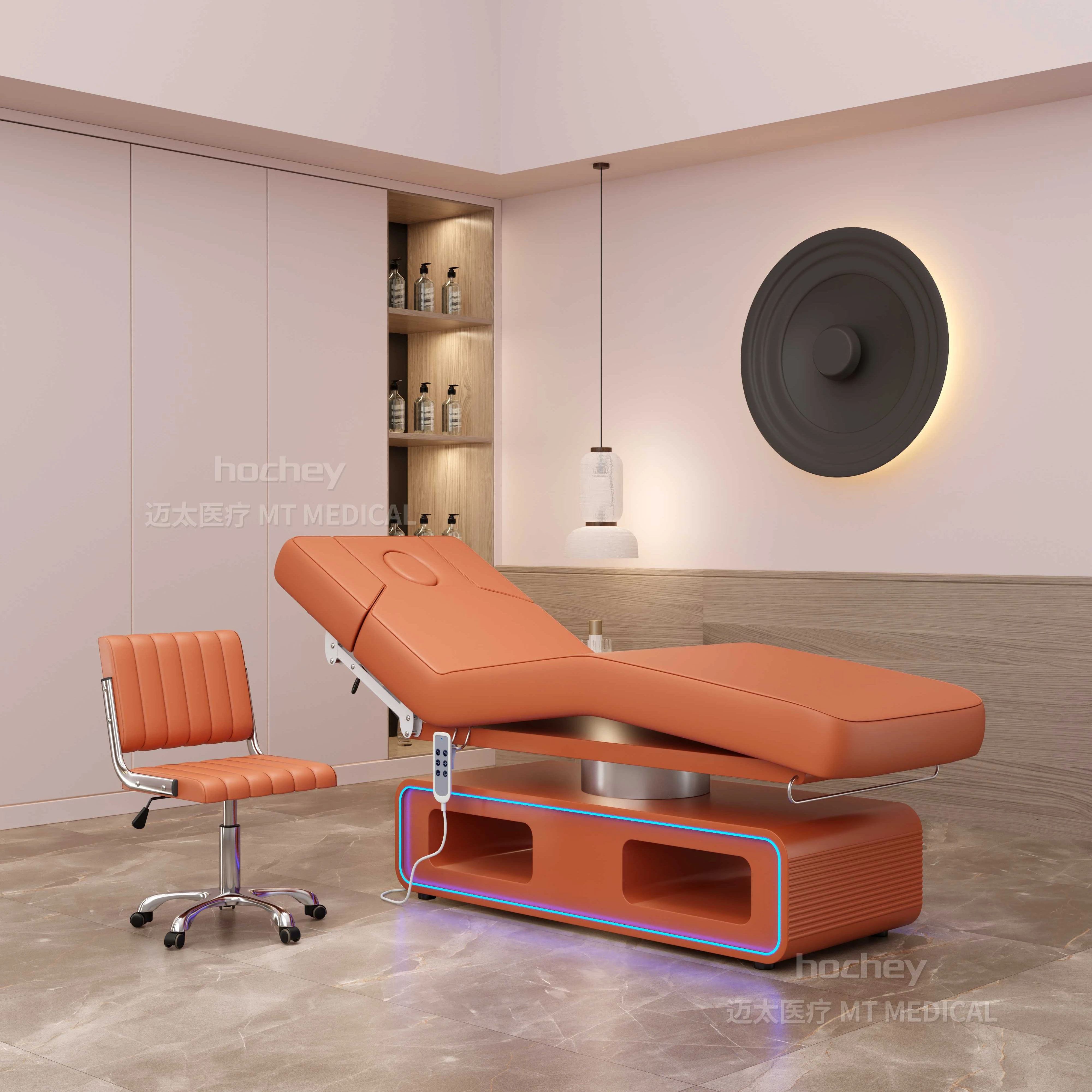 Hochey Beauty SPA Electronical Salon Furniture With Lights and Heating Function Golden Base With 3 Motors