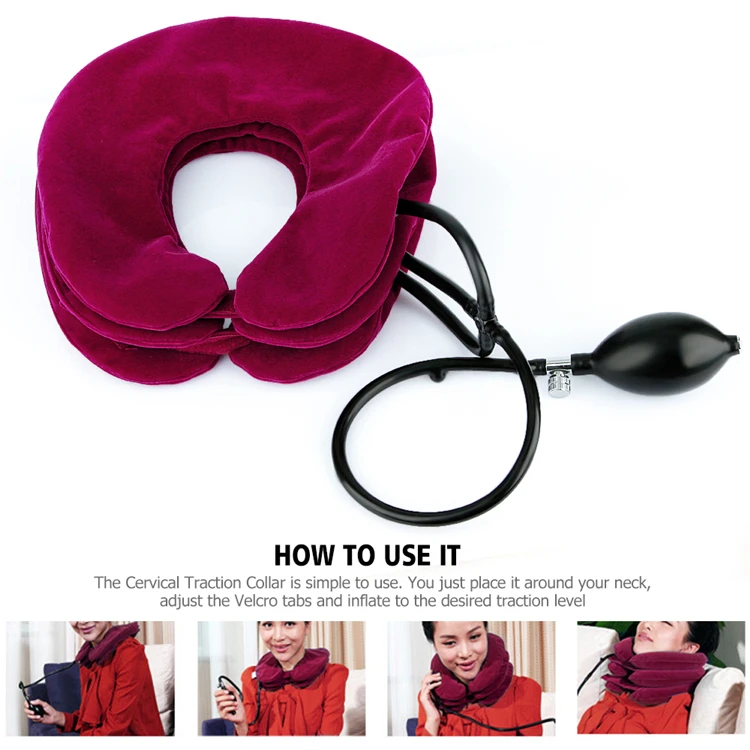 Made in China Massage Adjustable Air Inflatable Cervical Neck Traction Device Support Pillow For Stiff Neck