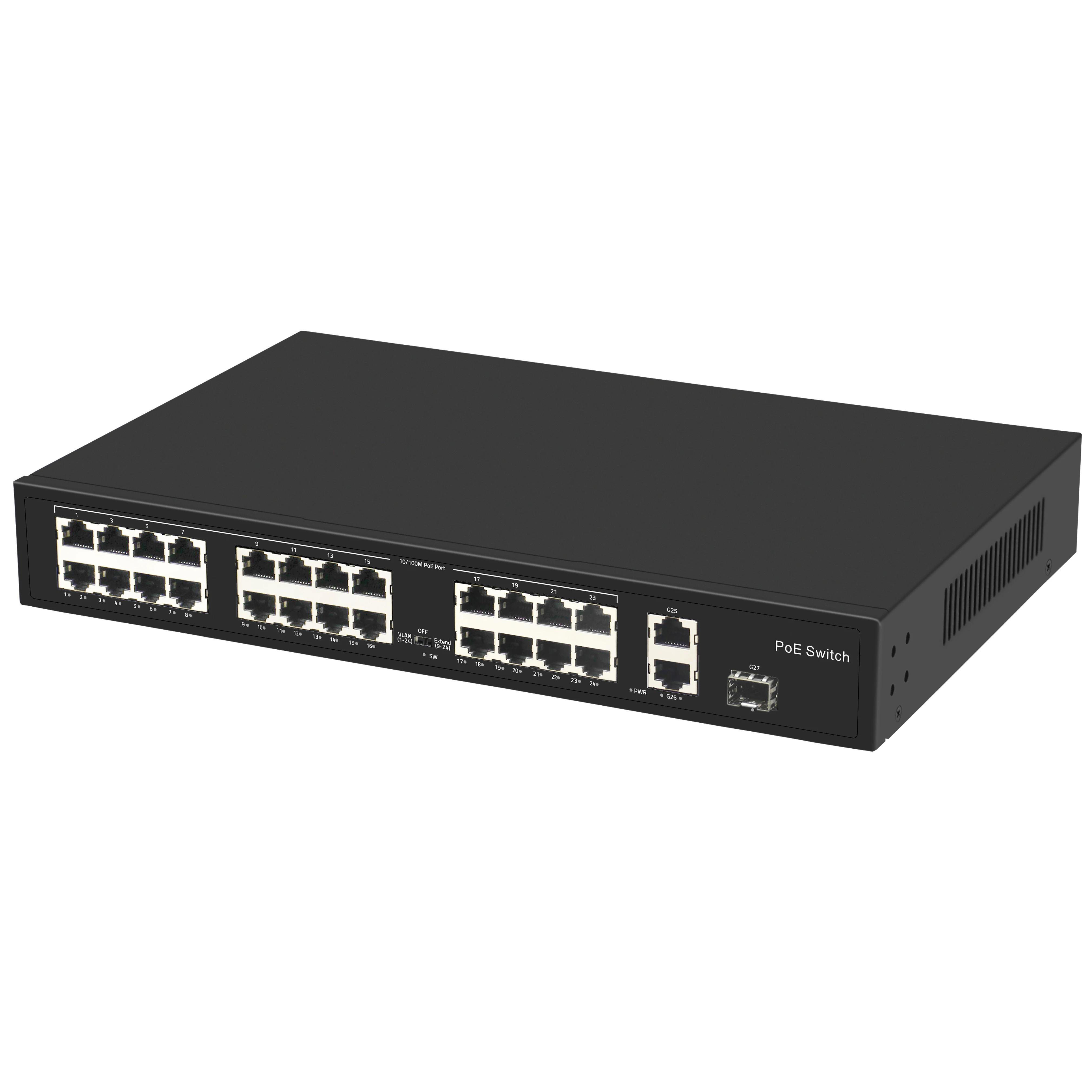 24 Ports Network Gigabit PoE Switches Support VLAN  Extend witch 2 Gigabit Ethernet Uplink Ports 300W Network Switch