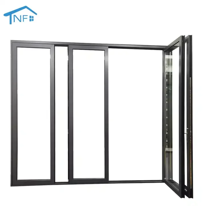 Panoramic Patio Doors Interior Bi-fold Doors American Style Lowes Double Glazed 180 Degree Swing Door Thermal Break Aluminum NF