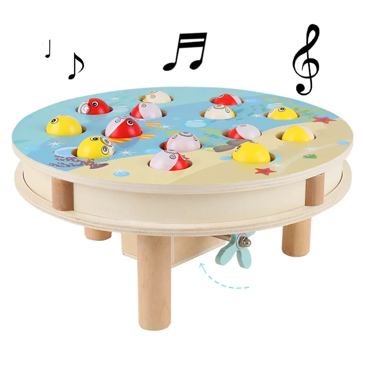 Danni Wooden Magnetic Fishing Game Music Box Wooden Fishing Game Toy for Kids Childrens Toys Musical Fish Toy 2020 CDN-LLX941