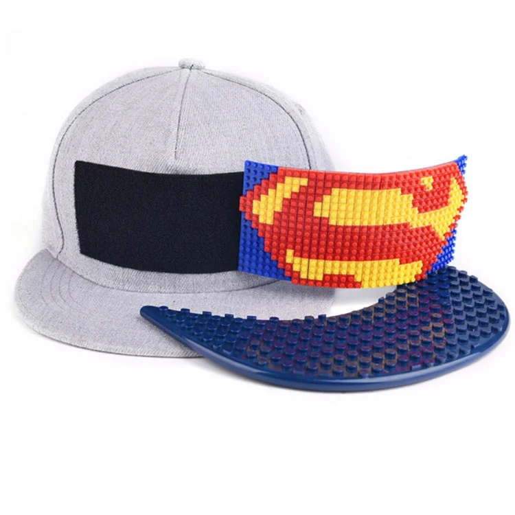 Wholesale Custom Fashion Diy legos Baseball Caps Kids And Adult Flat Brim Hat Snapback