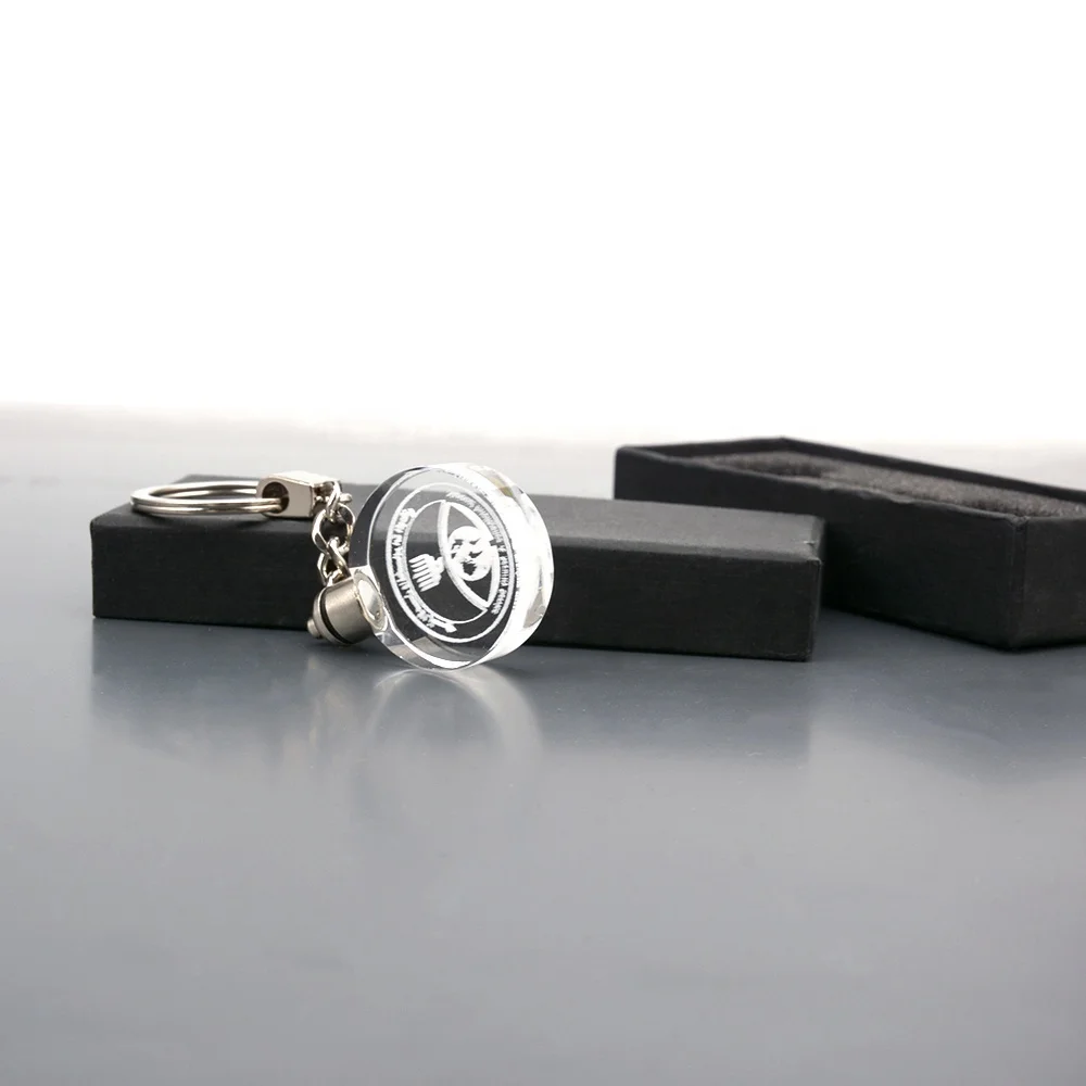 Hot Sale Led Crystal Heart Keychain Glass With Multi colored Light