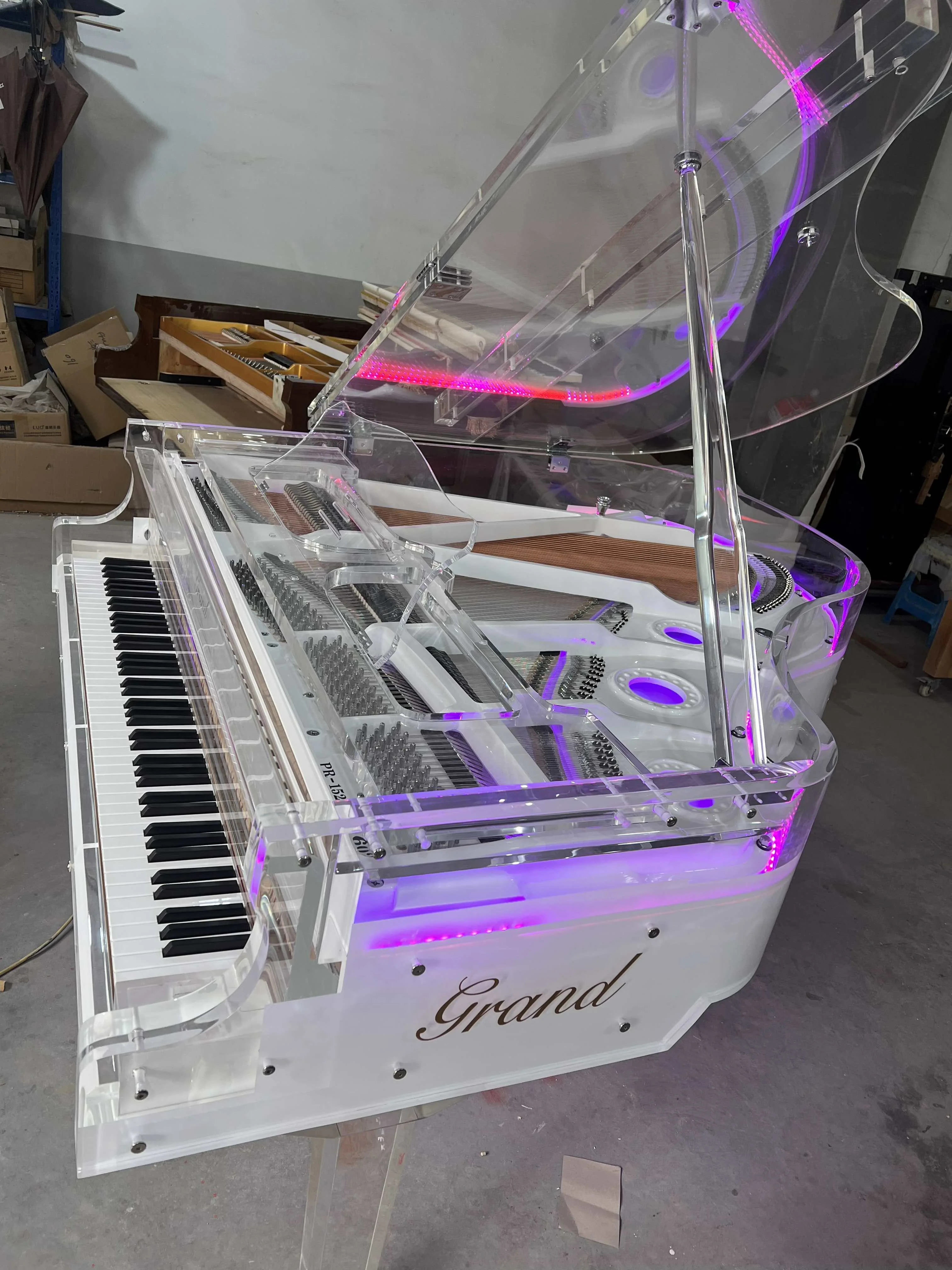 Custom Acrylic Baby Grand Piano for sale GP152A with LED lights Crystal Piano Accept Piano OEM