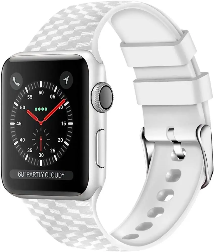 Adjustable carbon fiber silicone replacement band straps for apple watch 38mm 40mm 42mm 44mm