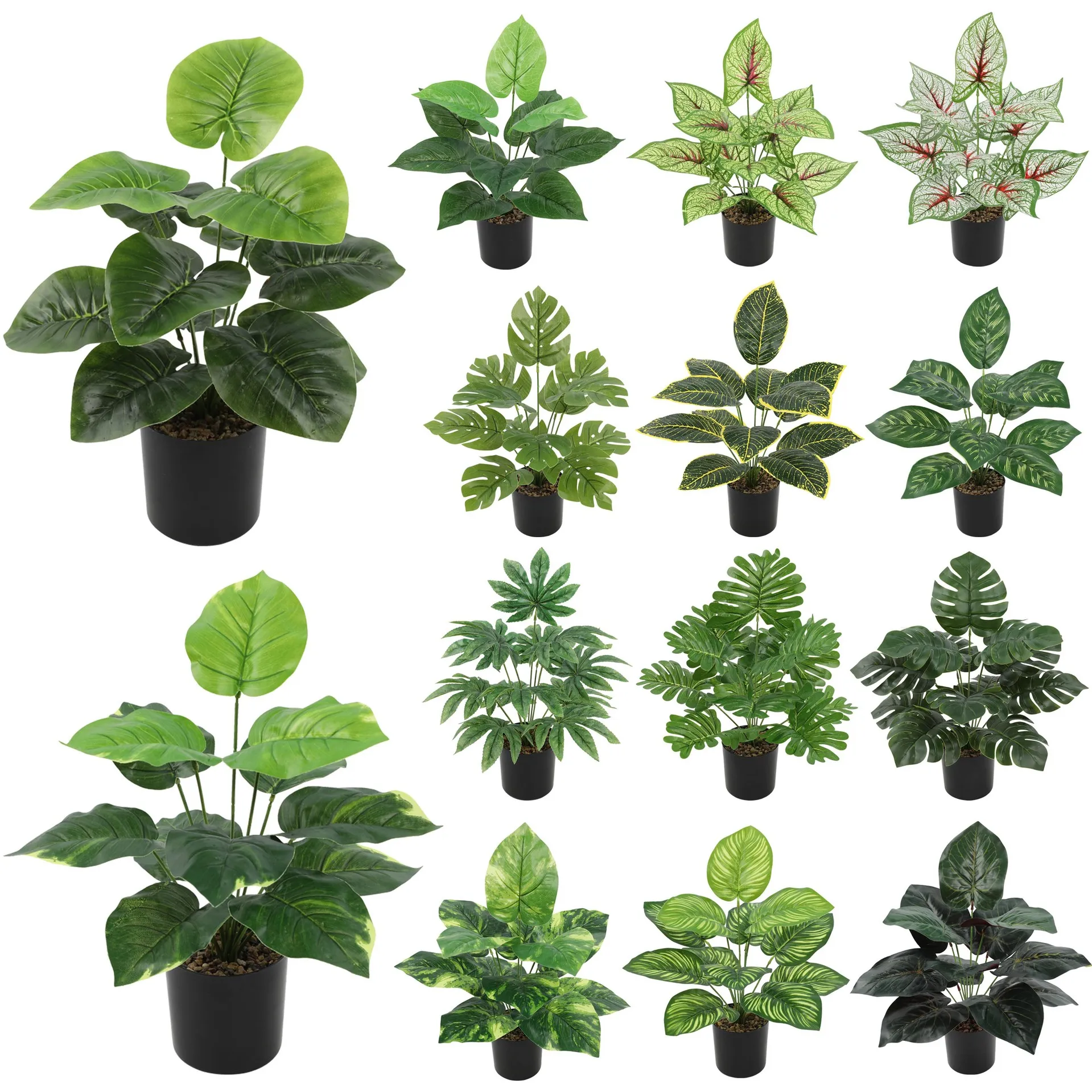 Mydays Simulation Greenery Leaves Plant Fake Flower Pot Artificial Green Plant Realistic Artificial Plants with Pots