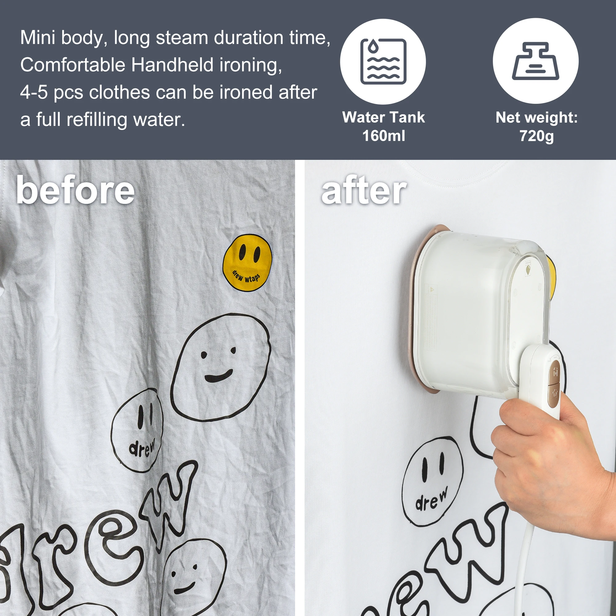 New High Pressure folding Garment Steamer with Large Water Tank handheld  Steam Iron