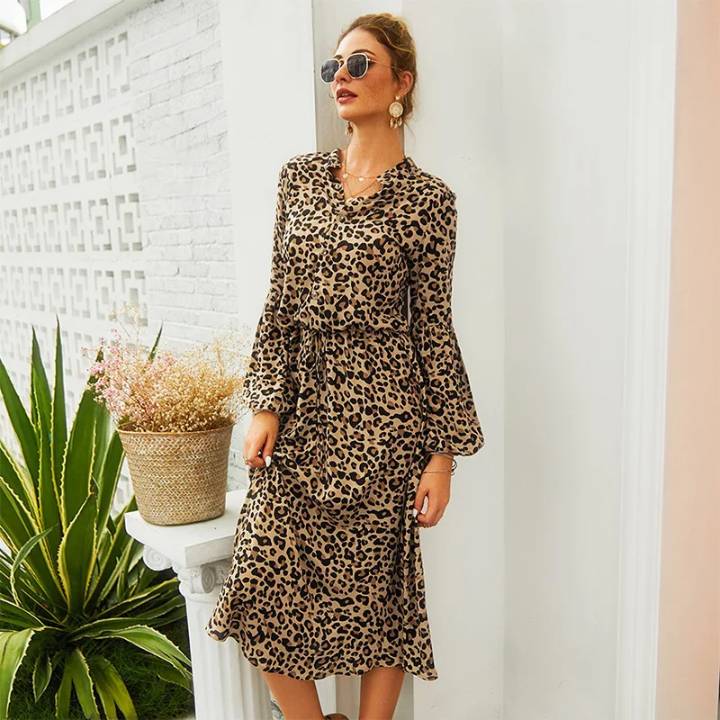 Summer A-line Long Sleeve Green Flare Sleeve None Decoration Chiffon Dress Women