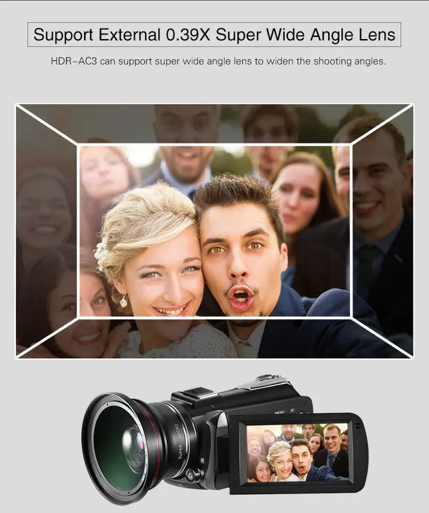 Winait 4K night vision digital video camera with 3.0' touch display mini DV