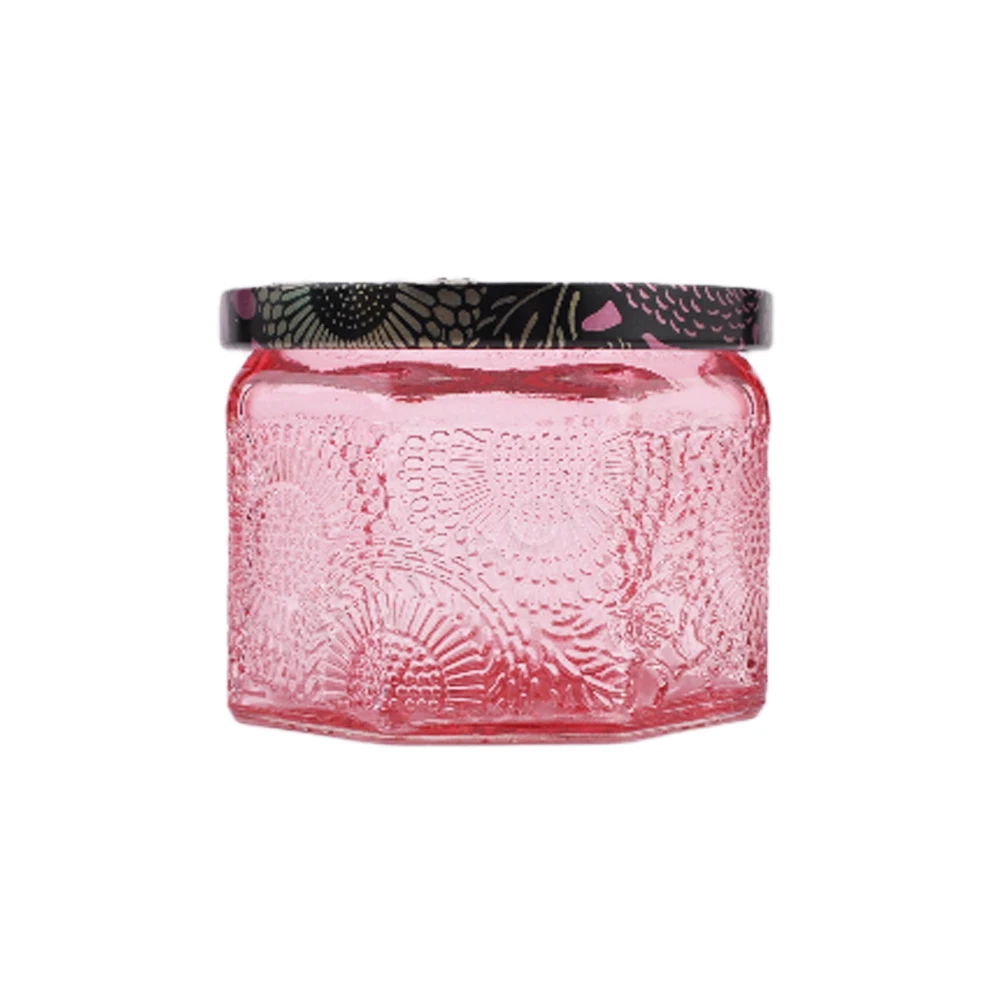 Wholesale Home Decor 4oz 8oz Crystal Embossed Glass Candle Jar With Lid For Scented Candle Making