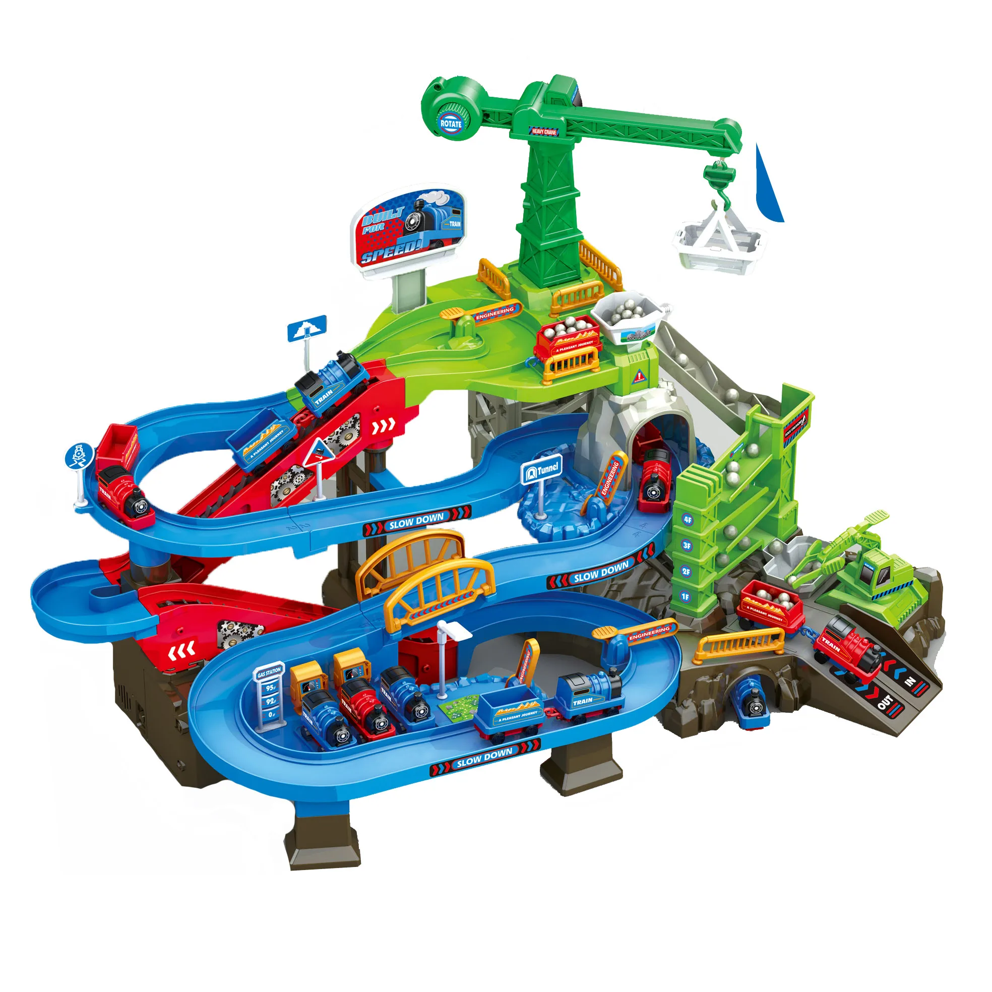 Kids hot sale educational electric train mining great adventure track toy big adventure track toy