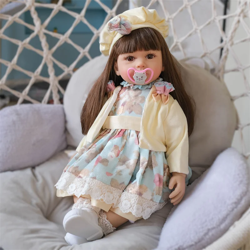 Fashion Toddler Princess 24 Inch Toys Cloth Body Silicone Vinyl Reborn Baby Dolls For Kids Gifts