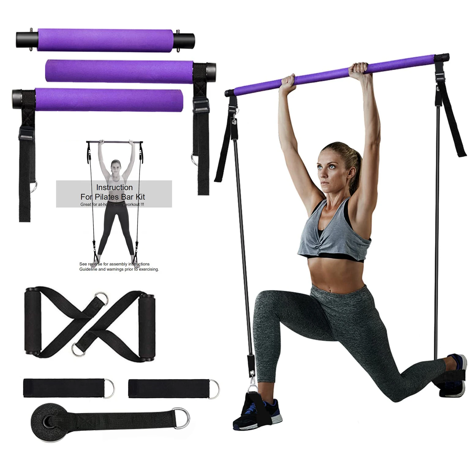 Exercise Bar Flexible Portable Adjustable Multi-Function Sports Yoga Rods Band  Bar Exercise Pilates Outdoor Fitness Equipment