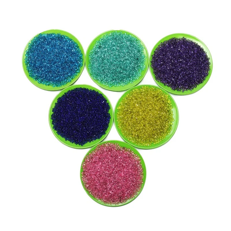The factory supplies various sizes of circular glass beads with sand leakage balls that can be customized for color sandblasting