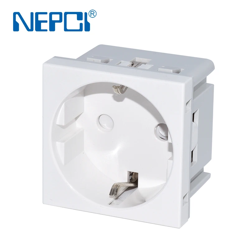 NEPCI IEC certified schuko socket, German socket  45*45mm XJY-QB-57