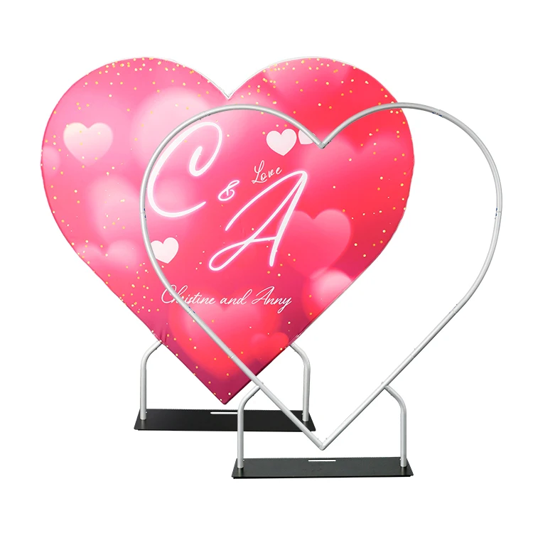 Wholesale New Designer Wedding Heart Shape Arch Backdrop Portable Pillow Case Backdrop Heart Stand Backdrop