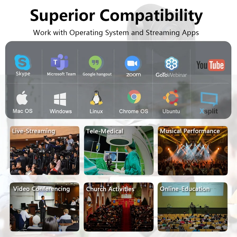 Video Conference System Top Quality 10X Zoom 1080P HD PTZ Video Camera Auto Framing Conference Camera